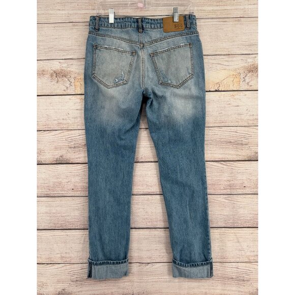 Band of Gypsies emme tomboy Distressed Jeans Women's Size‎ 27 Blue Medium Wash - Picture 2 of 14